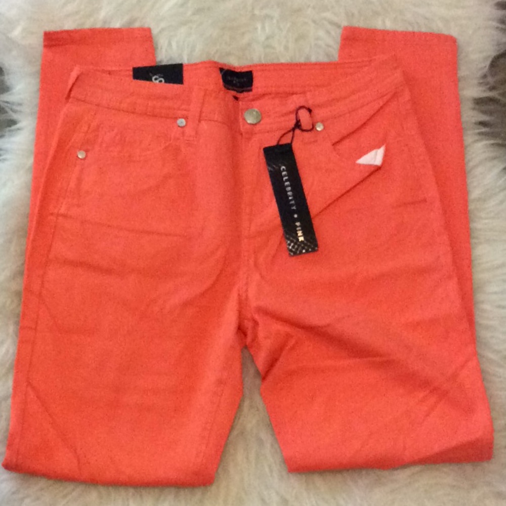 Celebrity Pink orange color‎ skinny denim jeans
